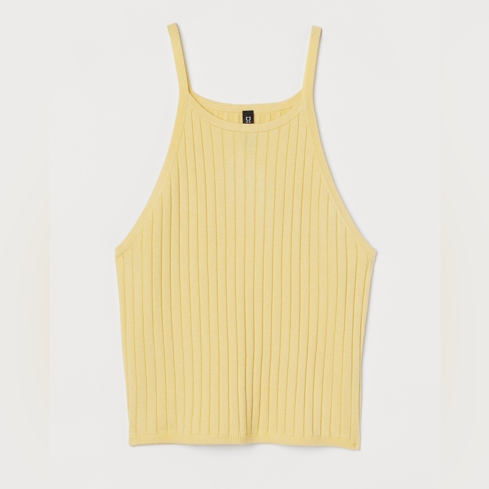 H&M Divided Ribbed Tank Top Yellow